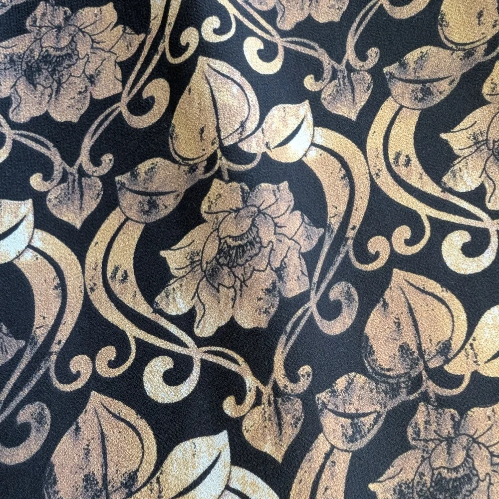 Ricki’s Black Gold Baroque Midi Dress XL Flowy Sleeveless Dark Quiet Luxury - Picture 6 of 11